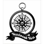 Sticker Dizayn Kişiye Özel Pusula Sticker - Araba Oto Motosiklet Karavan Cam Sticker - 00083 - Siyah - 50x41 Cm