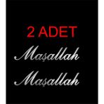 Sticker Dizayn Maşallah (2 Adet) Sticker - Araba Oto Motosiklet Karavan Cam Sticker - 00054 - Krom - 50x12 Cm