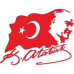 Sticker Dizayn Mustafa Kemal Atatürk Sticker - Türk Bayrağı Sticker - Atatürk Imza Sticker -Gazi Başbuğ Atatürk Silüet ve Türk Bayrağı Sticker 02511 - 25x19 Cm - Kırmızı