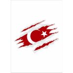 Sticker Dizayn Yırtıklı Türk Bayrağı Pençe Sticker 00034 - 50x37 Cm - Renkli