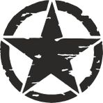 Sticker Fabrikası Askeri Yıldız Motosiklet Off Road Offroad U.s Army Sticker 00677 - 50 x 50 cm - Siyah