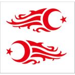 Sticker Fabrikası Ay Yıldız Türk Bayrağı 2 Adet Sticker 00929 - Kırmızı - 20 x 8 cm
