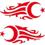 Sticker Fabrikası Ay Yıldız Türk Bayrağı 2 Adet Sticker 00929 - Kırmızı - 30x12 Cm