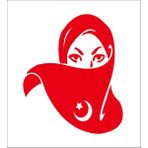 Sticker Fabrikası Ay Yıldız Türk Bayrağı Islam Çarşaf Peçe Kadın Sticker 00883 - 16 x 13,5 cm - Kırmızı