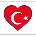 Sticker Fabrikası Kalp Türk Bayrağı Türkiye Ay Yıldız Çıkartma Sticker 00970 - Beyaz - Kırmızı - 11 x 10 cm