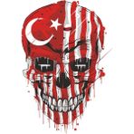 Sticker Fabrikası Kurukafa Türk Bayrağı Kuru Kafa Sticker 00558 - 7,5 x 11 cm - Renkli