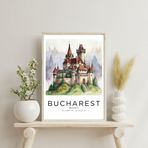 Sticker Master Bükreş Çerçeveli Poster Tablo | Romanya'nın Tarihi Başkentini Duvarlarınıza Taşıyın (Beyaz-30X42 Cm)
