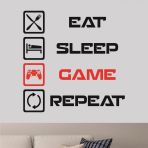 Sticker Masters Oyuncu Eat,Sleep,Game Duvar Çocuk Odası Sticker
