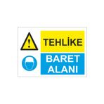 Sticker Masters Tehlike Baret Alanı Uyarı Levhası Sticker