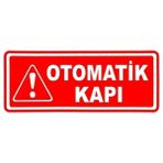 Sticker Otomatik Kapı Sticker - Kırmızı - Beyaz - 12 x 5 Cm