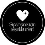 Sticker Siparişiniz Için Teşekkürler Siyah Kalp 100 Adet