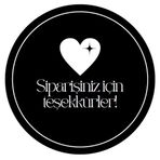 Sticker Siparişiniz İçin Teşekkürler Siyah kalp 150 Adet