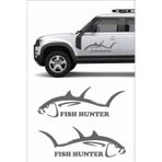 Sticker Usta 2 Adet Avcı Balıkcı Balık Fish Hunter Sticker - Araba - Oto - Motosiklet 01964 Gri 20x7 Cm