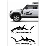 Sticker Usta 2 Adet Avcı Balıkcı Balık Fish Hunter Sticker - Araba - Oto - Motosiklet 01964 Siyah 60x21 Cm