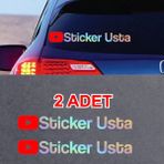 Sticker Usta 2 Adet Kişiye Özel Hologram Janjanlı Çok Renkli Youtube YouTube Adresi Sticker Araba Oto Motosiklet Kask Pc Laptop Sticker 00307 - 40cm