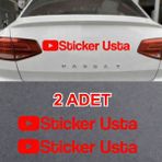 Sticker Usta 2 Adet Kişiye Özel Youtube YouTube Adresi Sticker Araba Oto Motosiklet Kask Pc Laptop Sticker 00307 - 100cm - Kırmızı