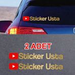 Sticker Usta 2 Adet Kişiye Özel Youtube YouTube Adresi Sticker Araba Oto Motosiklet Kask Pc Laptop Sticker 00307 - 12cm - Altın