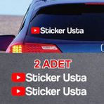Sticker Usta 2 Adet Kişiye Özel Youtube YouTube Adresi Sticker Araba Oto Motosiklet Kask Pc Laptop Sticker 00307 - 25cm - Beyaz