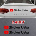 Sticker Usta 2 Adet Kişiye Özel Youtube YouTube Adresi Sticker Araba Oto Motosiklet Kask Pc Laptop Sticker 00307 - 25cm - Siyah