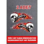 Sticker Usta Alevli Kurukafa Araba Oto Motosiklet Karavan Sticker 00027 Renkli 25x12 Cm