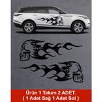 Sticker Usta Alevli Kurukafa Sticker - 02172 Siyah 25x8 Cm 100 x 32 cm StickerDizaynb47d20e7-ec6-100x32