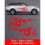 Sticker Usta Alevli Kurukafa Sticker Araba Oto Motosiklet Karavan Etiket 02172 - 25x8 Cm - Kırmızı
