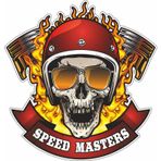 Sticker Usta Alevli Motorcu Kurukafa Speed Master Araba Oto Motosiklet Sticker 00466 - 80x76 Cm - Renkli