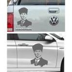Sticker Usta Atatürk Mustafa Kemal Atatürk Araba Oto Motosiklet Karavan Sticker 00008 - 20x15 Cm - Gri