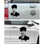 Sticker Usta Atatürk Mustafa Kemal Atatürk Araba Oto Motosiklet Karavan Sticker 00008 - 40x30 Cm - Siyah