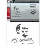 Sticker Usta Atatürk Silüet Atatürk Imza Sticker Araba Oto Motosiklet Karavan Sticker 00619 - 20x17 Cm - Gri