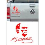 Sticker Usta Atatürk Silüet Atatürk Imza Sticker Araba Oto Motosiklet Karavan Sticker 00619 - 80x71 Cm - Kırmızı