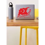 Sticker Usta Atatürk Sticker Mustafa Kemal Atatürk Gazi Başbuğ ve Türk Bayrağı 00388 Kırmızı 15x11 Cm