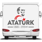 Sticker Usta Atatürk ve Ay Yıldız Sticker, Atatürk Yazısı, 00621 Gri 80x62 Cm