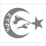 Sticker Usta Ay Yıldız Kurt Türk Bayrağı Sticker 00978 Gri 30 x 23 cm