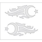 Sticker Usta Ay Yıldız Türk Bayrağı 2 Adet Sticker 00929 Beyaz 17,5 x 7 cm
