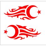 Sticker Usta Ay Yıldız Türk Bayrağı 2 Adet Sticker 00929 Kırmızı 15 x 6 cm