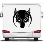 Sticker Usta Börü Sticker - Gökbörü Kurt Hilal Sticker - Araba Oto Cam Motosiklet Karavan Sticker - 00238 - Siyah - 50x47 Cm