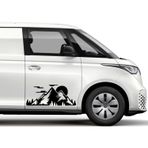 Sticker Usta Dağ Kamp Orman Doğa Manzara 4x4 Offroad Sticker Araba Oto Karavan Etiket 02155 - 100x41 Cm - Siyah
