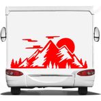 Sticker Usta Dağ Kamp Orman Doğa Manzara 4x4 Offroad Sticker Araba Oto Karavan Etiket 02155 - 120x50 Cm - Kırmızı