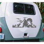 Sticker Usta Dağ Kamp Orman Doğa Manzara 4x4 Offroad Sticker Araba Oto Karavan Etiket 02155 - 30x12 Cm - Gri