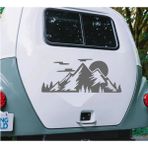 Sticker Usta Dağ Kamp Orman Doğa Manzara 4x4 Offroad Sticker Araba Oto Karavan Etiket 02155 - 40x17 Cm - Gri