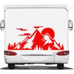 Sticker Usta Dağ Kamp Orman Doğa Manzara 4x4 Offroad Sticker Araba Oto Karavan Etiket 02155 - 60x25 Cm - Kırmızı