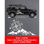 Sticker Usta Dağ ve Pusula 4x4 Offroad Kamp Sticker Araba Oto Motosiklet Karavan Etiket 02171 - 30x16 Cm - Beyaz