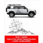 Sticker Usta Dağ ve Pusula 4x4 Offroad Kamp Sticker Araba Oto Motosiklet Karavan Etiket 02171 - 30x16 Cm - Gri