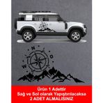 Sticker Usta Dağ ve Pusula 4x4 Offroad Kamp Sticker Araba Oto Motosiklet Karavan Etiket 02171 - 50x27 Cm - Siyah