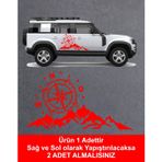 Sticker Usta Dağ ve Pusula 4x4 Offroad Kamp Sticker Araba Oto Motosiklet Karavan Etiket 02171 - 60x33 Cm - Kırmızı