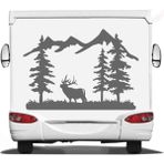 Sticker Usta Doğa Kamp Orman Geyik Av 4x4 Offroad Sticker Araba Oto Motosiklet Karavan Etiket 02170 - 25x17 Cm - Altın