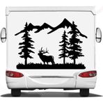 Sticker Usta Doğa Kamp Orman Geyik Av 4x4 Offroad Sticker Araba Oto Motosiklet Karavan Etiket 02170 - 25x17 Cm - Siyah