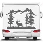 Sticker Usta Doğa Kamp Orman Geyik Av 4x4 Offroad Sticker Araba Oto Motosiklet Karavan Etiket 02170 - 40x28 Cm - Altın