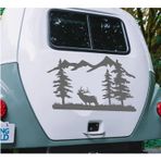 Sticker Usta Doğa Kamp Orman Geyik Av 4x4 Offroad Sticker Araba Oto Motosiklet Karavan Etiket 02170 - 40x28 Cm - Gri